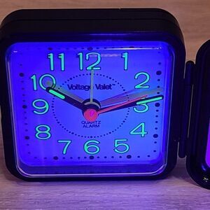 VTG Voltage Valet Travel Alarm Clock Quartz Black Folding Protective Cover Case